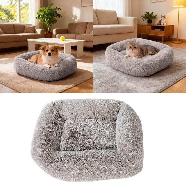 Cozy Calming Pet Bed for Cats and Dogs Self Warming Soft Cuddler Cushion Machine Washable Indoor Outdoor Use