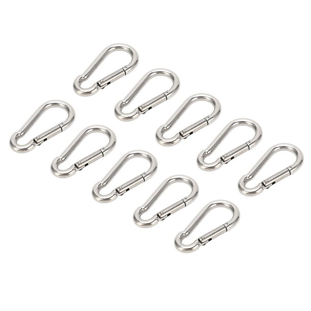 10Pcs Carabiner Clip, Small Stainless Steel Spring Snap Hook Quick Link For  Keys Fishing Hiking Camping 