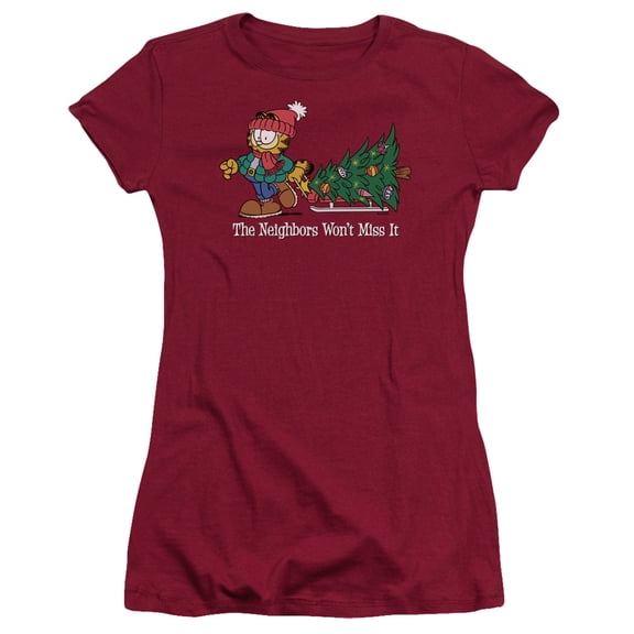 Garfield Wont Miss It S/S Junior Women's T-Shirt Sheer Cardinal