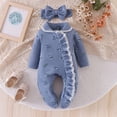 thumbnail image 2 of Newborn Preemie Baby Girl Fall Winter Outfits Clothes Knit Jumpsuit Ruffle Romper Outfit For Baby Girl | Baby Girl Outfits Fall Winter Clothes Newborn Cotton Button Climbing Suit, 2 of 9