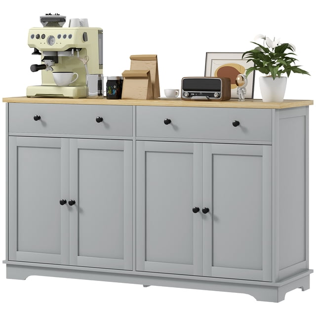 CoSoTower Buffet Moderne, Armoire Buffet avec Tiroirs de Rangement, Tablettes Ajustables pour Salon, Salle à Manger, Entrée, Gris