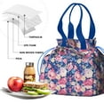 thumbnail image 4 of Pioneer Flower Drawstring Lunch Bag Women - Drawstring Lunch Bag Insulated for Work Office - Stain-Resistant Large Lunchbags for Women with Multi-Pockets, 4 of 6