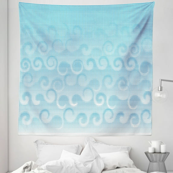 Abstract Tapestry, Halftones Background with Circles and Little Digital Dots Like Ocean Wave Art, Fabric Wall Hanging Decor for Bedroom Living Room Dorm, 5 Sizes, Pale Blue, by Ambesonne