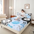 thumbnail image 3 of Erosebridal Blue Plaid Billiards Queen Sheet Sets 4 Pieces for Kids Boys Girls,Sport Strawberry Bow Bed Set for Teens,Breathable Home Decor, 3 of 5
