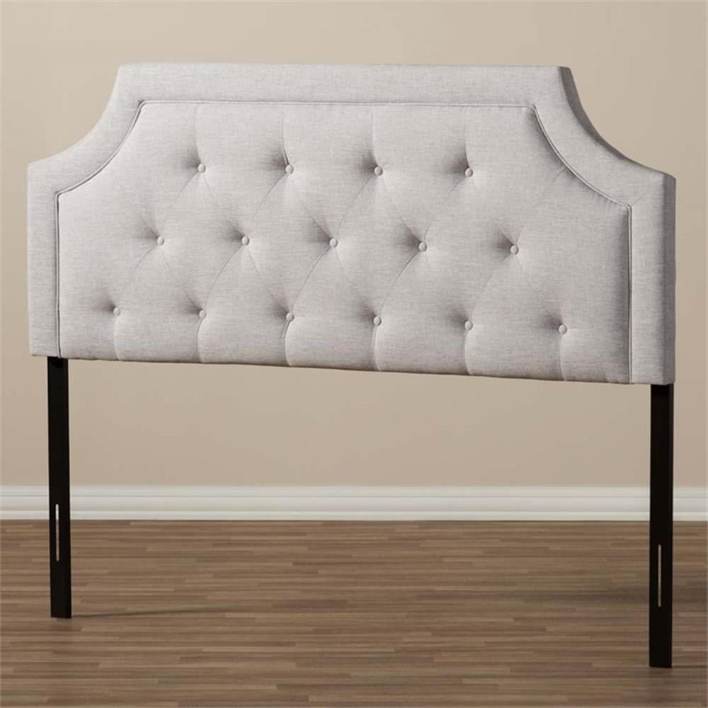 Bowery Hill Contemporary Fabric Tufted Full Headboard in Grayish Beige