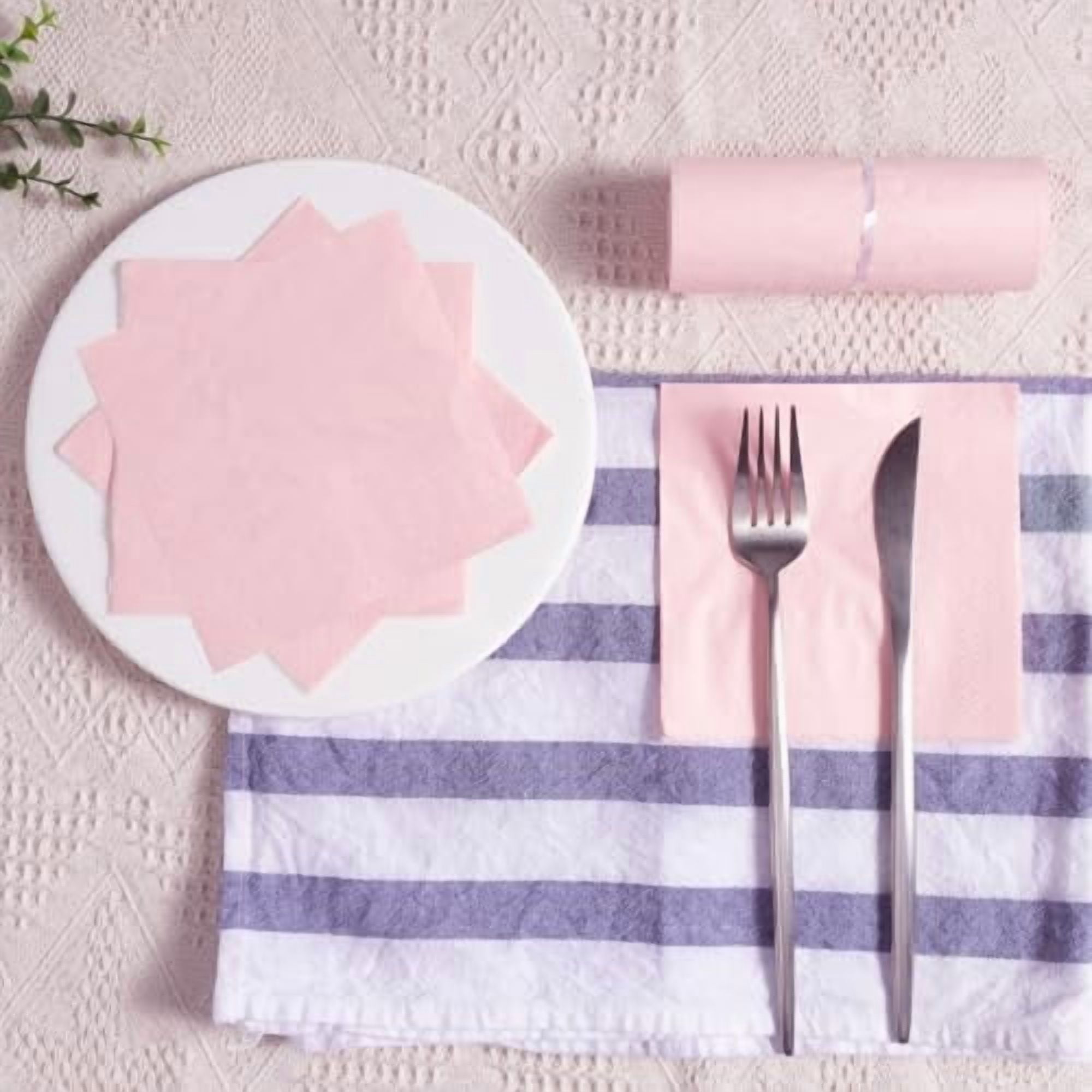 100 Pack Cocktail Napkin 2-Ply Dessert Napkins Folded 5 x 5 Inches Disposable Napkins for Dinner Wedding Birthday Party Bridal Anniversary Reception Event (100, Pink)