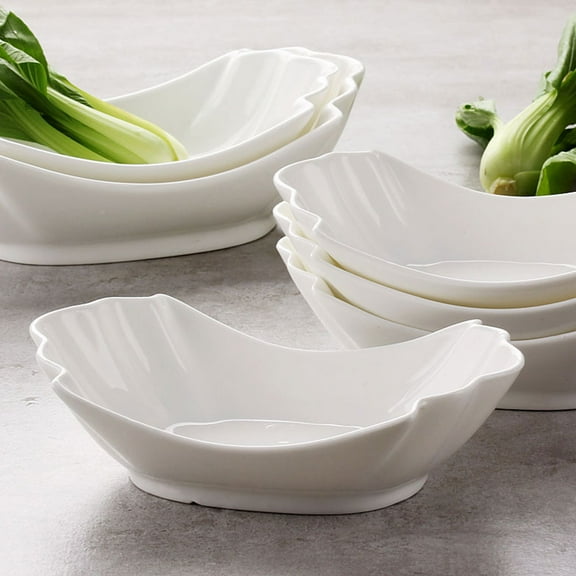 Luxshiny Ceramic Dessert Dish Modern Design White 1Pc