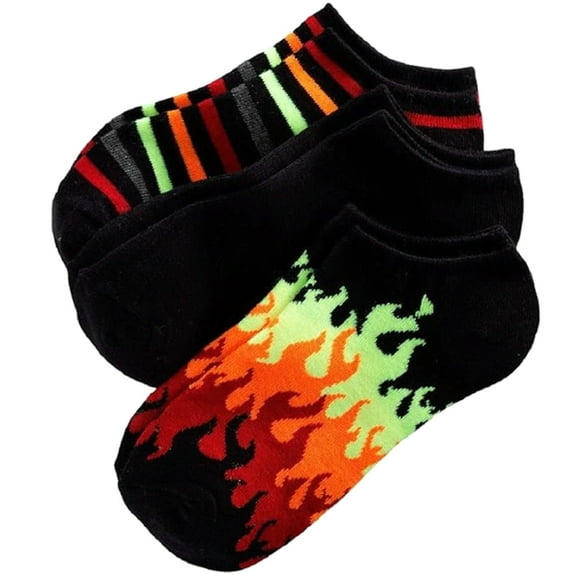 Tony Hawks Big Boy's No Show Flame Socks 3 Pack (7-8.5)
