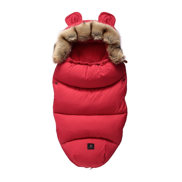 Saco de dormir para bebé acolchado con terciopelo y cuello de piel, edredón cálido de invierno a prueba de patadas, edredón europeo y americano