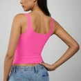 thumbnail image 4 of EchfiProm Sleeveless T-Shirts for Women Hot Pink Tops Slim Square Neck Fall Pullover Y2K Ladies Solid, 4 of 7