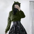 thumbnail image 2 of tklpehg Gothic Clothes for Women Long Sleeve Plus Size Hooded Sweatshirt Cute Ear Hoodie Pullover #A-Army Green L, 2 of 6