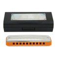 thumbnail image 1 of Blues Harmonica 10 Holes Mouthorgan Bb Key Stainless Steel ABS Resin Wind InstrumentOrange, 1 of 4