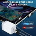 thumbnail image 4 of C Charger Block,FiveBox PD 40W USB C Wall Charger Block with 2PACK Right Angle USB C to USB C Cables 6ft,USB C Type C Charging Block,USB C Brick for Android Type C Samsung Fast Charger Block,White, 4 of 7
