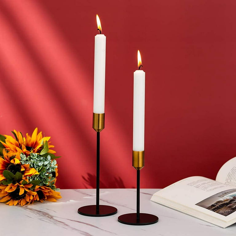Nuptio Black Candlestick Holders Brass Taper Candle Holder, S+L
