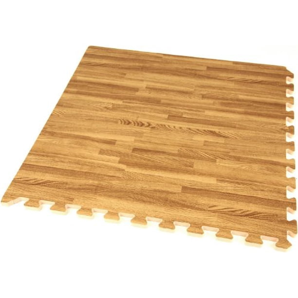96 SQFT Wood Grain Interlocking Foam Anti Fatigue Flooring 2'x2'x3/8