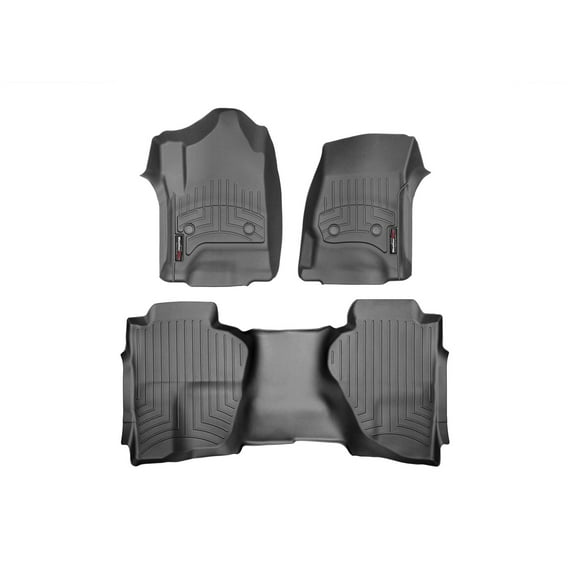 WeatherTech Custom Fit FloorLiners compatible with Silverado 2500HD/3500HD, Sierra 2500HD/3500HD - 1st & 2nd Row, Black