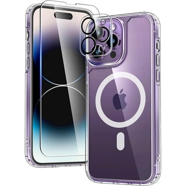 Magnetic Clear Case Designed for Apple iPhone 14 Pro Max Clear Magnetic Case with 1 Tempered Glass and 1 Camera Lens, Shockproof Transparent Magnetic Crystal Clear Case for Apple iPhone 14 Pro Max