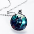 thumbnail image 2 of Wolf Glass Circular Pendant Necklace - Stylish Jewelry Necklaces for Women, 2 of 5