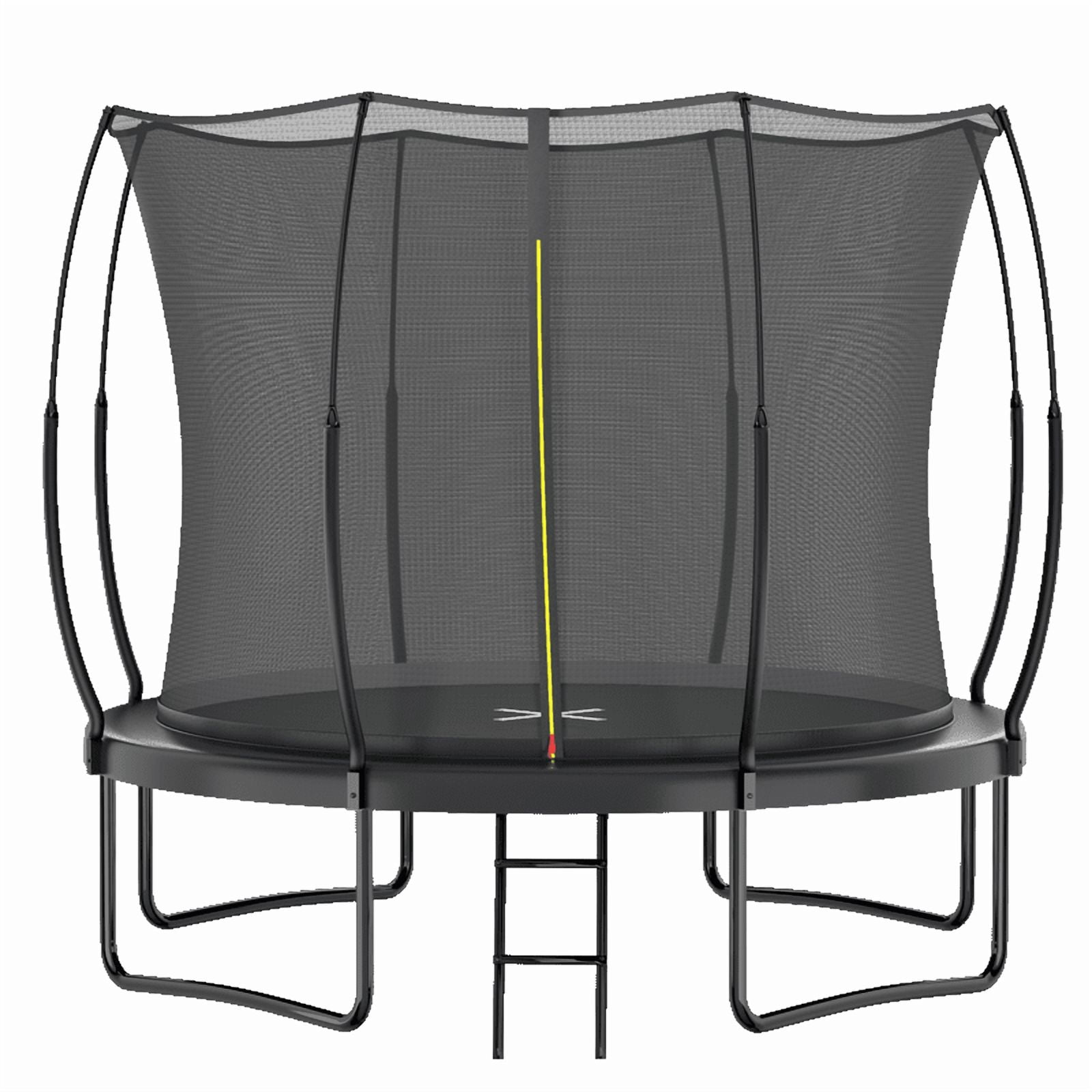 10FT Trampoline for Kids & Adults, Outdoor Recreational Trampoline with Enclosed Safety Net, Ladder & Shoe Bag, Bungee Spring Trampoline for Backyard, Heavy-Duty Galvanized Steel Frame Black
