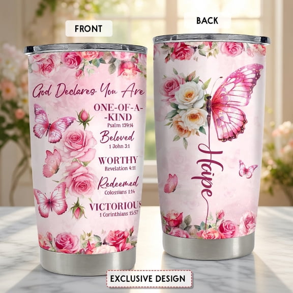 Christian Inspirational Tumbler for Women, “God Says You Are” Faith Gift 20oz Stainless Steel Insulated Coffee Mug, Encouraging Gift for Mom Mother’s Day Birthday