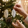 thumbnail image 4 of ZENVIVE Glittered Pinecone Christmas Ornaments, Set of 6 with Gold Caps and Hanging Loops, Festive Holiday Xmas Tree Party Home Indoor Display, Silver Glitter, 4 of 5