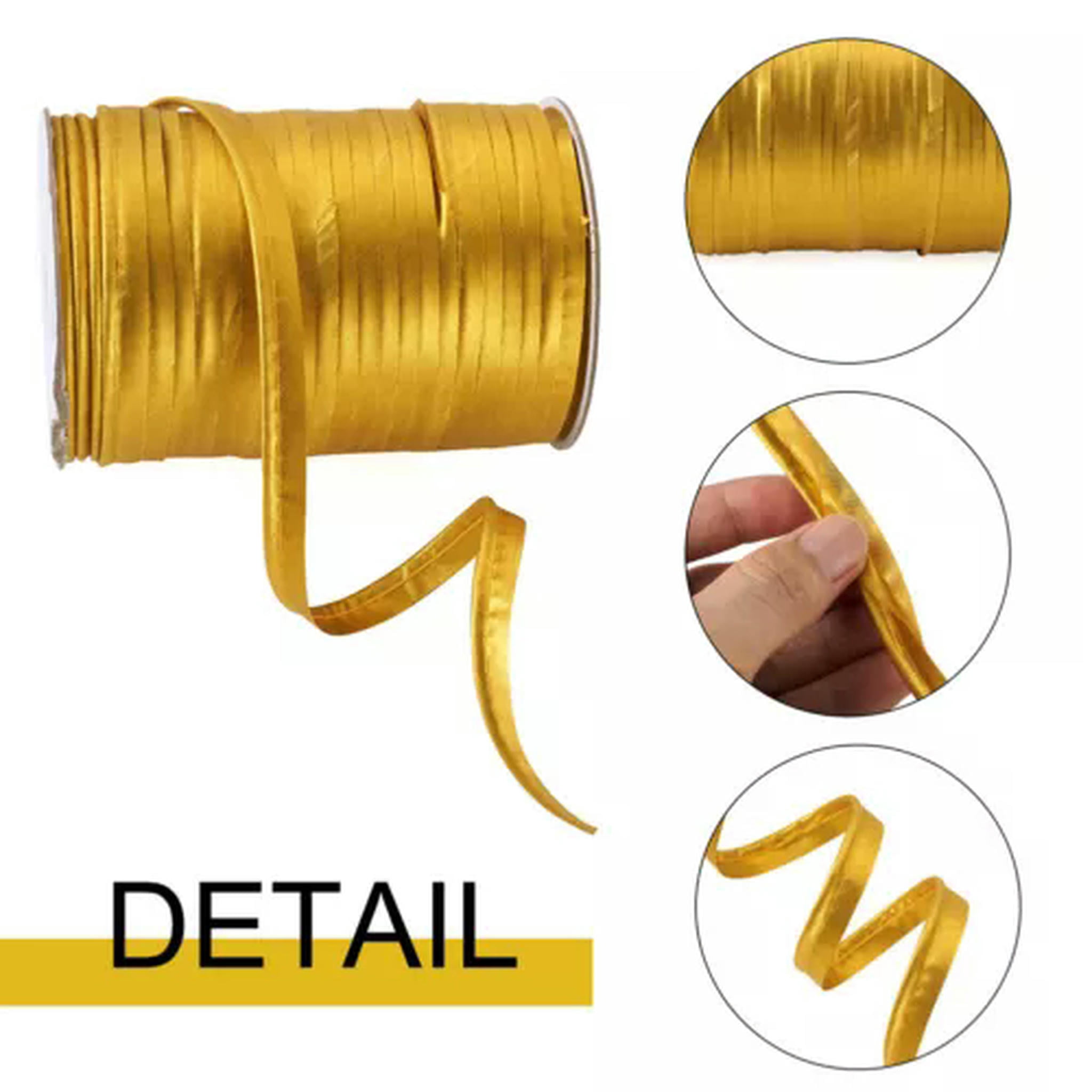 U8MO 109 Yards/roll 3/8 " Polyester Fiber Ribbons Trim Welting Cord for Clothing Sew-Gold