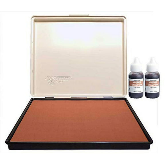 Infusion 7" x 8" Extra Large Industrial Stamp Ink Pad, Your Go to Large Stamp Ink Pad for Bright Color, Even Coverage and Durability, Light Brown Stamp Pad