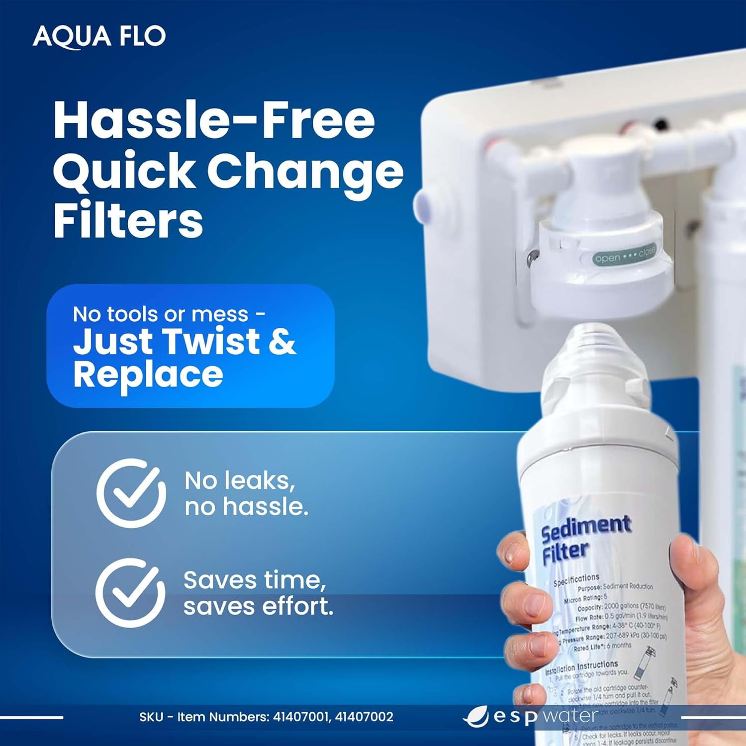 Aqua Flo Platinum QCRO Compatible RO Filter Replacement Kit, Improves Water Taste & Odor