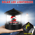 Solar Powered Lighthouse Rotating Outdoor Waterproof LED Solar Light Beacon Tower Decorative