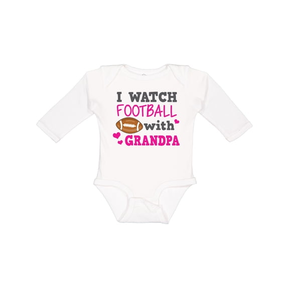 Inktastic I Watch Football with My Grandpa Girls Long Sleeve Baby Bodysuit