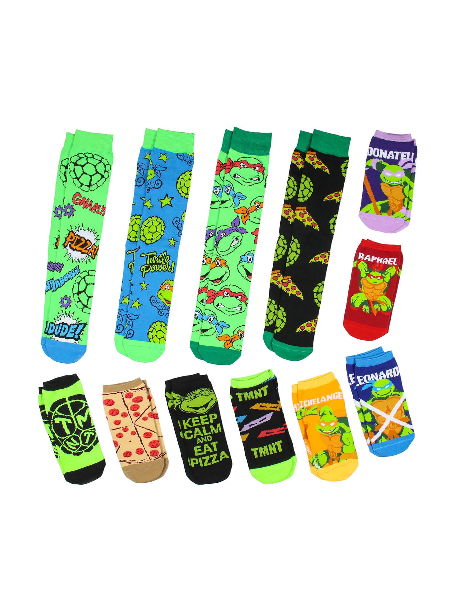 Teenage Mutant Ninja Turtles 12 Days of Socks Ankle and Crew Character Socks 12 Pair Designs Box Set