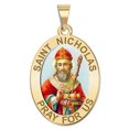 thumbnail image 2 of Picturesongold.Com Saint Nicholas Oval Religious Medal Necklace Pendants Color - 1/2 x 2/3 inch Size of Dime, Solid 14K White Gold, 2 of 3