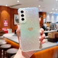 thumbnail image 5 of for Samsung Galaxy S21 FE 5G Case Holographic Iridescent, Gradient Bling Glitter Clear Women Phone Case with Camera Lens Cover Soft Shockproof Cute Heart S21 FE 5G Case 6.4" (Gold Heart), 5 of 9