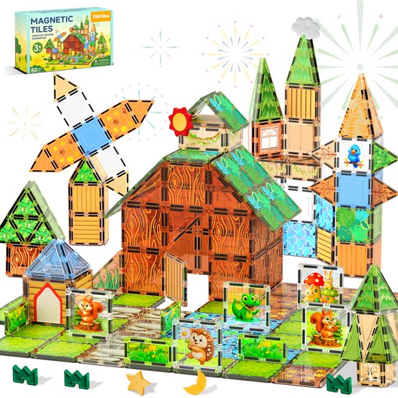 Juego de construcción magnético TikTiles de 80 piezas STEM