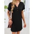 thumbnail image 4 of Robe T-Shirt Décontractée pour Femme à Col en V Mini Robes d'Été à Boutons à Manches Courtes, 4 of 10