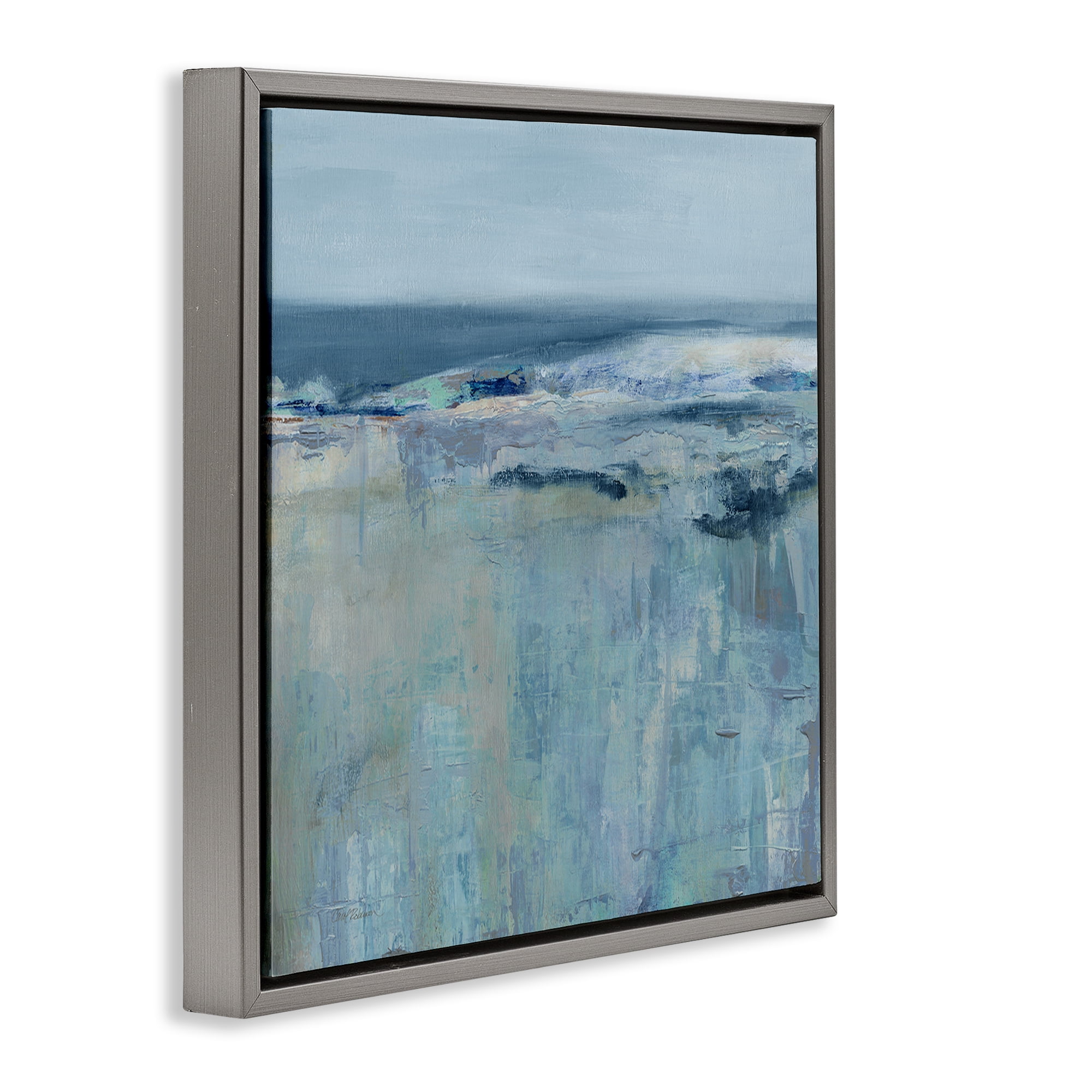 Stupell Industries Serene Abstract Pastel Seascape Gray Framed Floater Canvas Wall Art, design by Carol Robinson