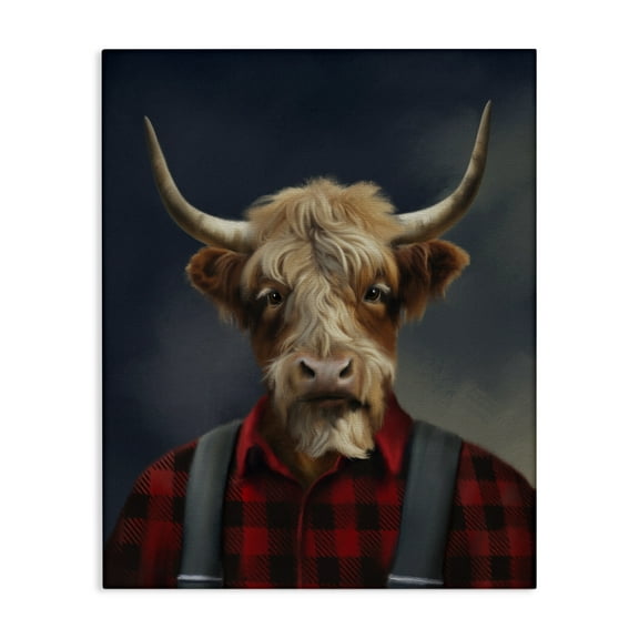 Stupell Industries Highland Cow Outdoorsman Canvas Wall Art design by Matthew Piotrowicz, 20 x 16