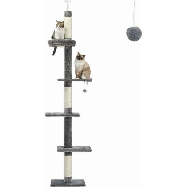 Floor to Ceiling Cat Tree Tall Cat Tower Inches Adjustable Cactus Cat Tree with Extra Thick Scratching Posts Replaceable Hammock and Soft Perch for Indoor Cats