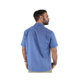 thumbnail image 3 of Camisa tipo Guayabera de manga corta para hombre marca Rams Cottons modelo Nales color Azul Jaspe con doble bolsa alforzada y textura de lino, 3 of 5