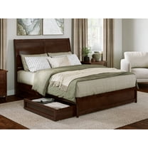 AFI, Andorra Queen Platform Bed with Panel Footboard and Storage Drawers, Walnut