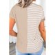 thumbnail image 4 of Camiseta de mujer de manga corta con patrón de tiras y cuello redondo, Top cómodo para viajes de verano, 4 of 6