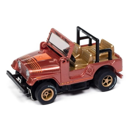Auto World Xtraction SC407-2B 1979 Jeep CJ-7 Russet Red Poly w/ Orange Renegade Graphics HO Scale Slot Car