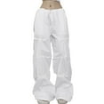 thumbnail image 2 of Pantalon Décontracté Multi-Poches pour Femmes Taille Basse Droit Tissé, 2 of 6