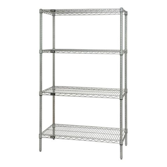 Quantum Storage WR54-3060S 4-Shelf Stainless Steel Wire Shelving Unit, 30 x 60 x 54 in.