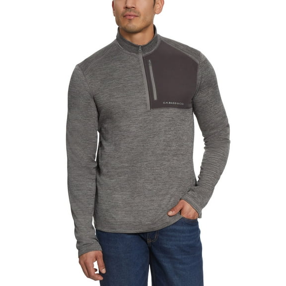 G.H. Bass & CO Men's Quarter Zip Fleece Top, Gray XXL