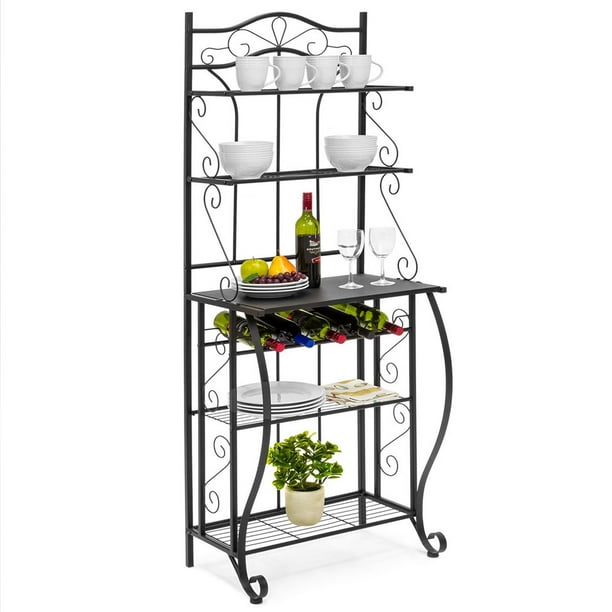 Amazing bakers rack uses 5 Tier Kitchen Island Utility Storage Shelves Microwave Carts On Sale Shelving Unit With Steel Frame Bakers Rack Metal For Dining Room Garage Q13753 Walmart Com