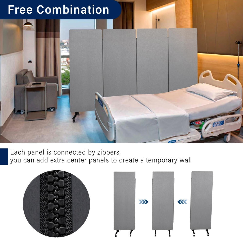 Freestanding Acoustic Room Divider, 3 Panel PET Polyester Soundproof Room Screen with Wheels, Portable Partition Divider for Office, Reception Room, School, Hospital