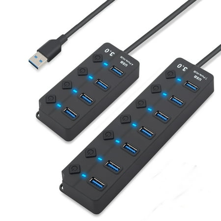 

Leeten USB 3.0 Hub Splitter 7 Ports USB Interface Socket with Individual Power Switches & LED Indicator USB Power Adapter for U Disk Keyboard Mouse Hard Disk Printer
