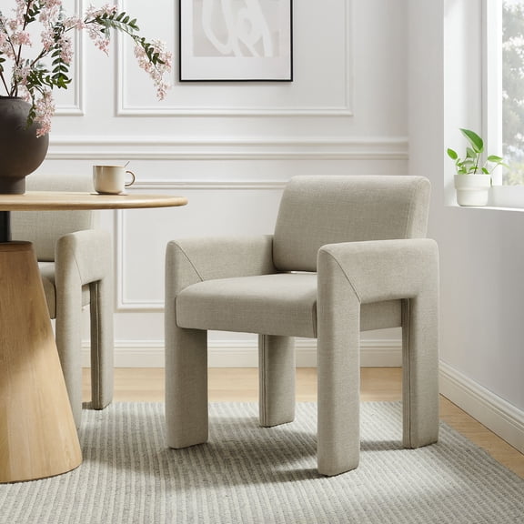 Daven Fabric Upholstered Dining Chair in Linen