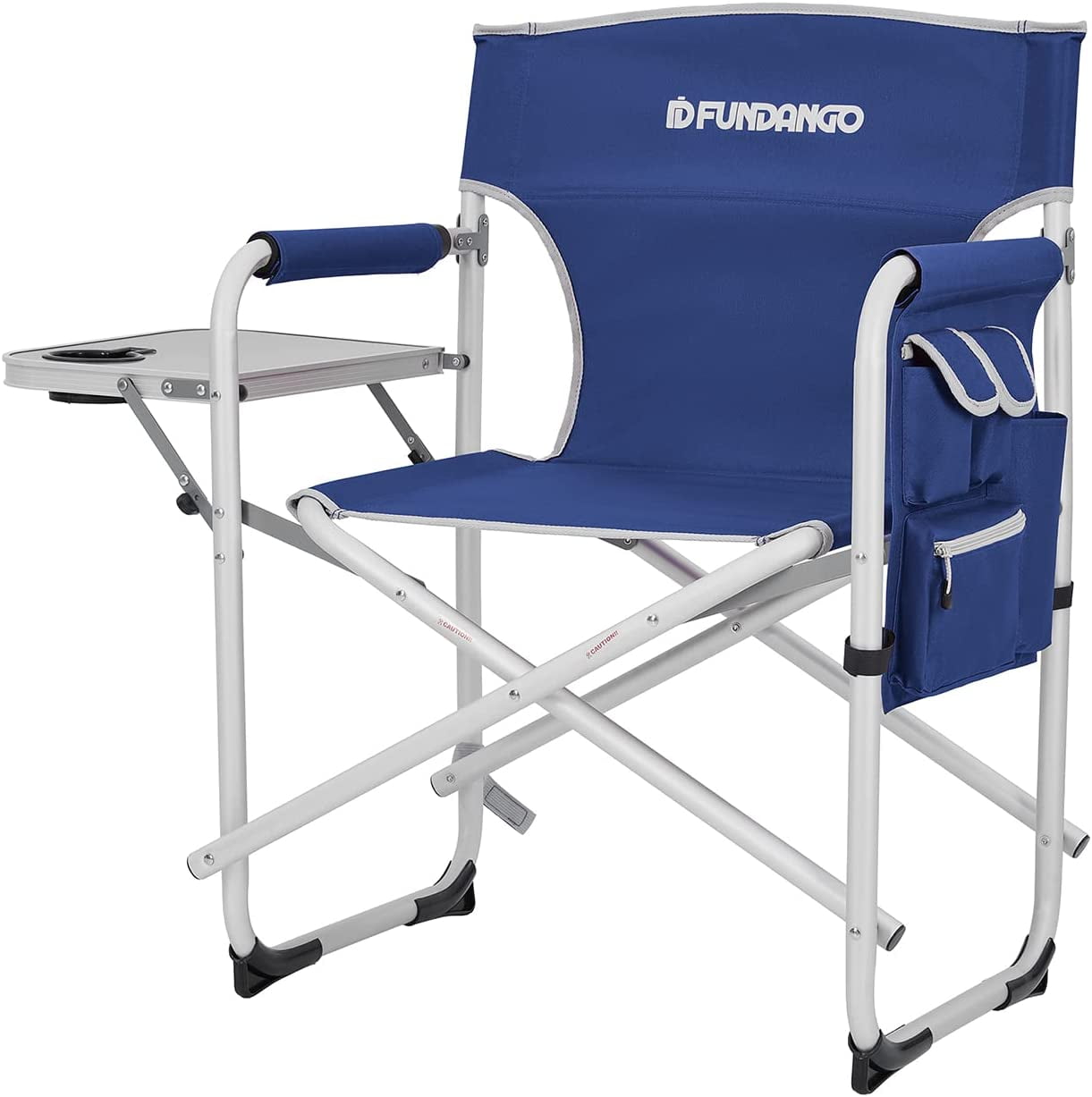 FUNDANGO Heavy Duty Folding Camping Director Chair for Adults, Supports to 264lbs,Blue